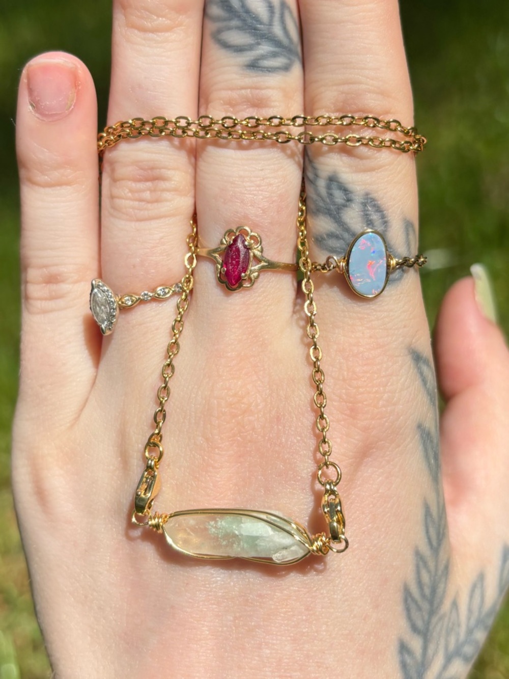 Fuchsite in quartz interchangeable necklace